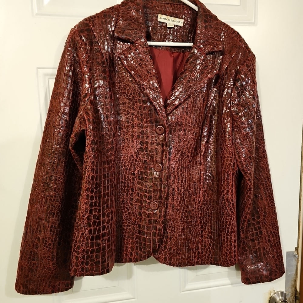 Vinage Bamboo Traders Red Snakeskin Jacket size XL